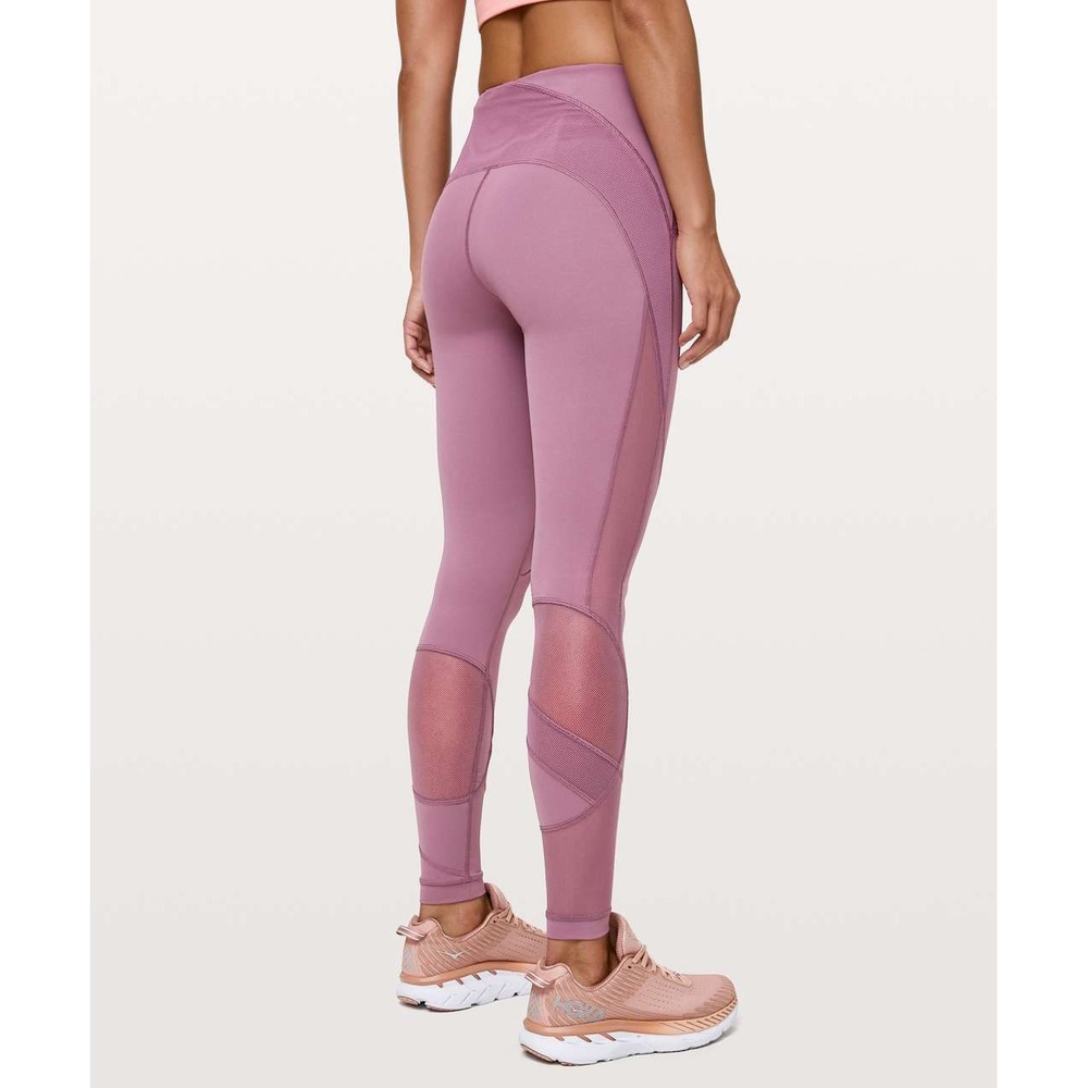 Lululemon Women's Clear the Court Tight Mesh Leggings Pink Sz 8